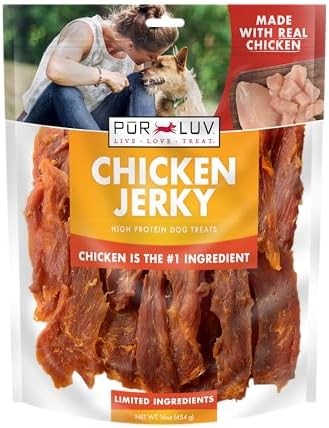 Pur Luv Chicken Jerky Dog Treats, Made with 100% Real Chicken Breast, 16 Pur Luv Chicken Jerky Dog Treats, Made with 100% Real Chicken Breast, 16