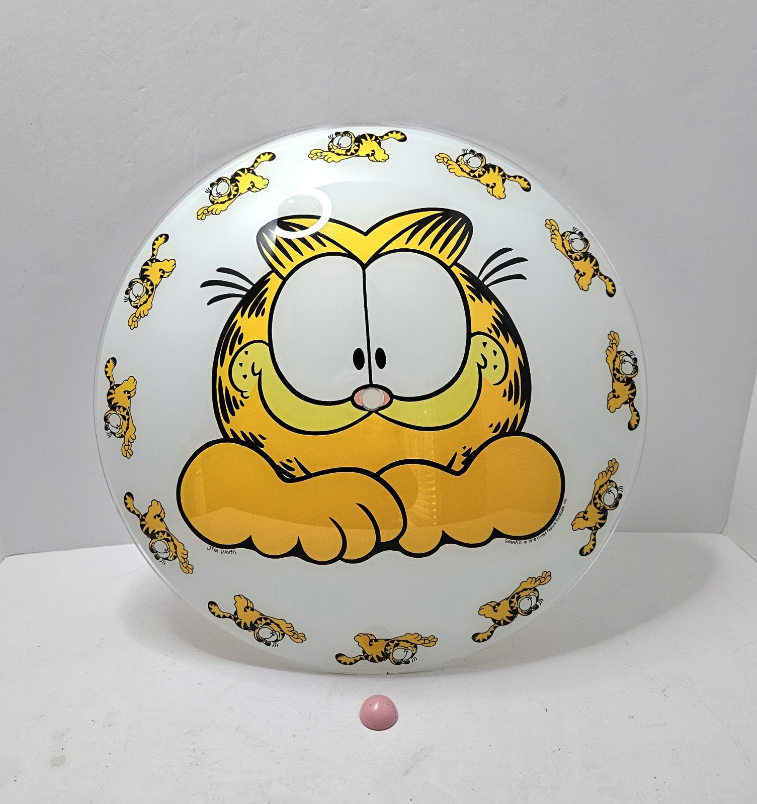 Vintage Garfield The Cat 1978 Round Glass Ceiling Light Fixture Cover