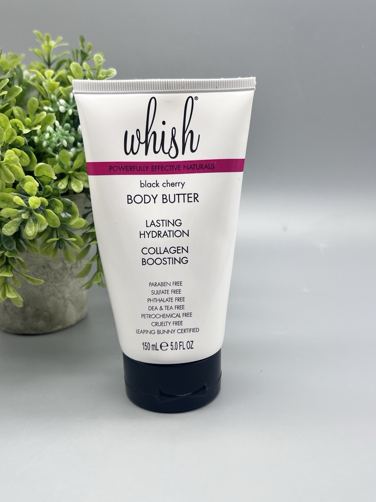 Whish Black Cherry Body Butter Collagen Boosting 5.0 oz New SEALED. Whish Black Cherry Body Butter Collagen Boosting 5.0 oz New SEALED.