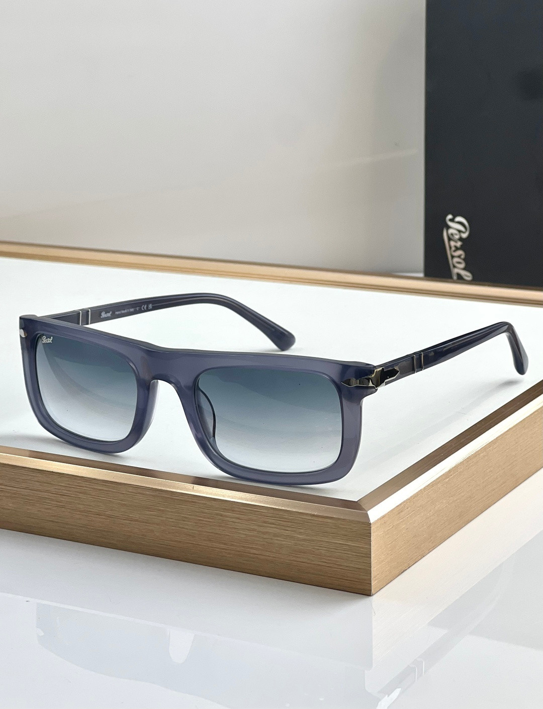 Persol Square Sunglasses Grey Frame Gradient Lens Classic Italian Style