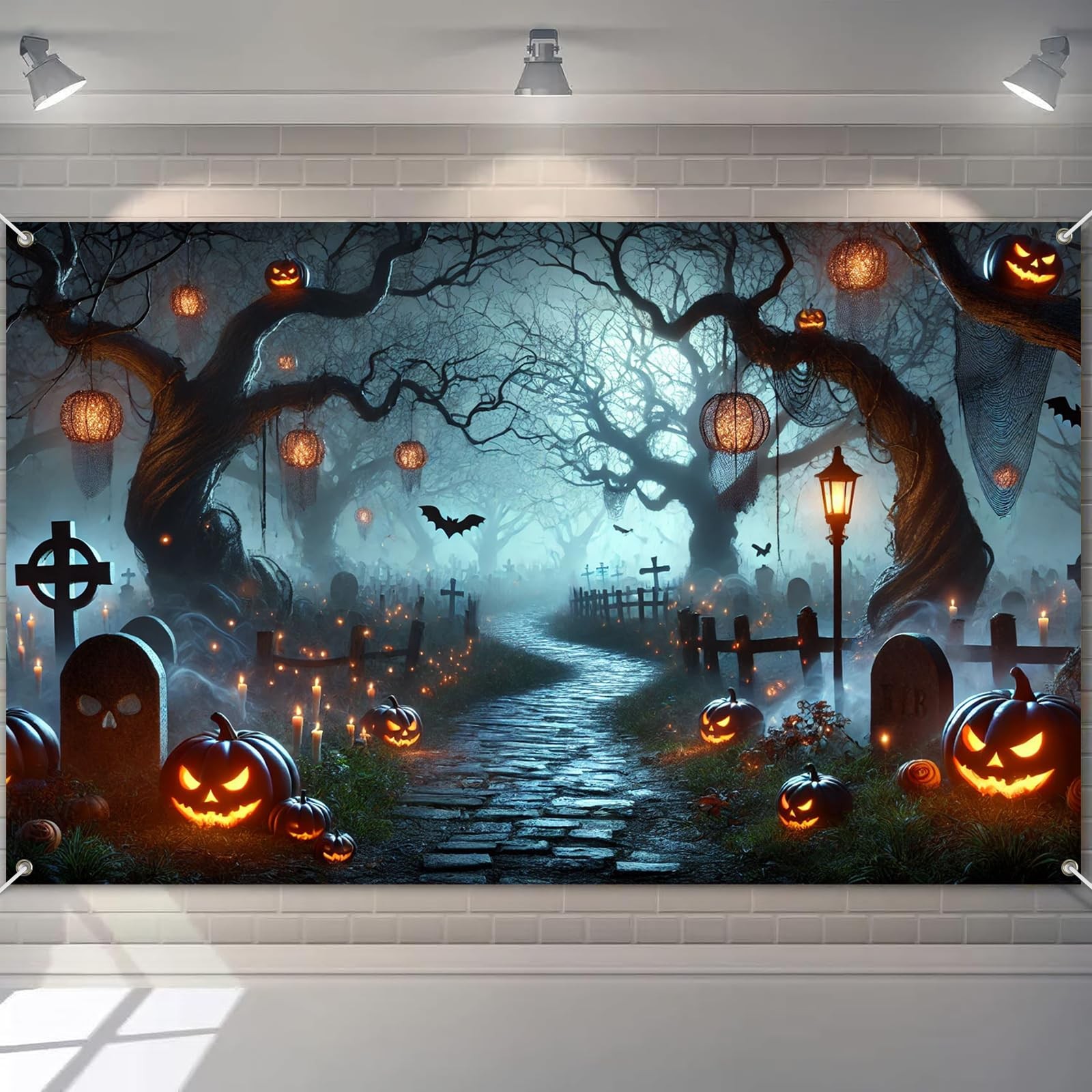BlissYard Halloween Banner 71x43 Inch Spooky Pathway 71 inches x 43 BlissYard Halloween Banner 71x43 Inch Spooky Pathway 71 inches x 43