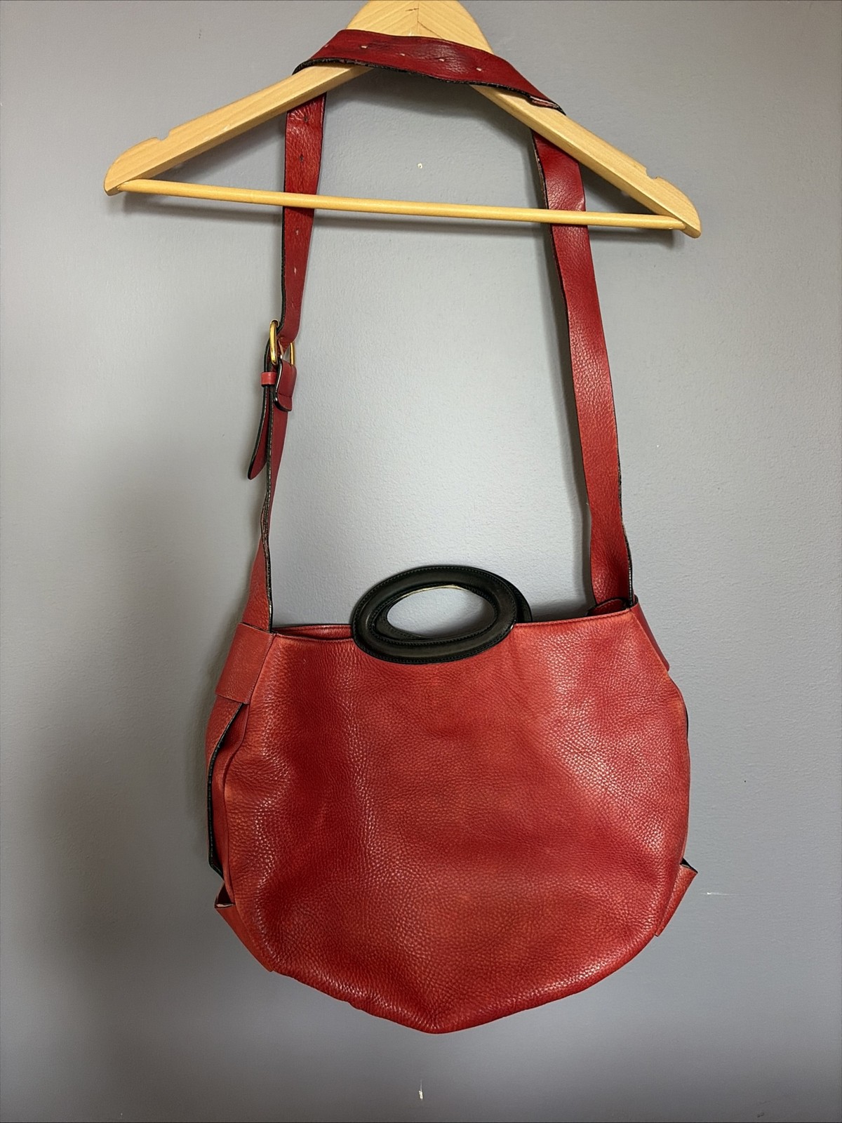 MARNI Balloon Hobo Purse Tote Shoulder Bag Made in Italy Red