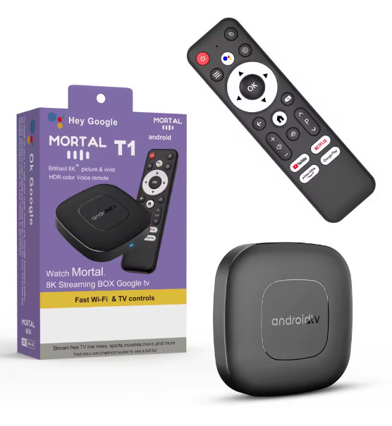 2026 Android 16 Streaming TV Box 8K Voice Control 2GB/16GB Mortal T1 HDR WiFi 6
