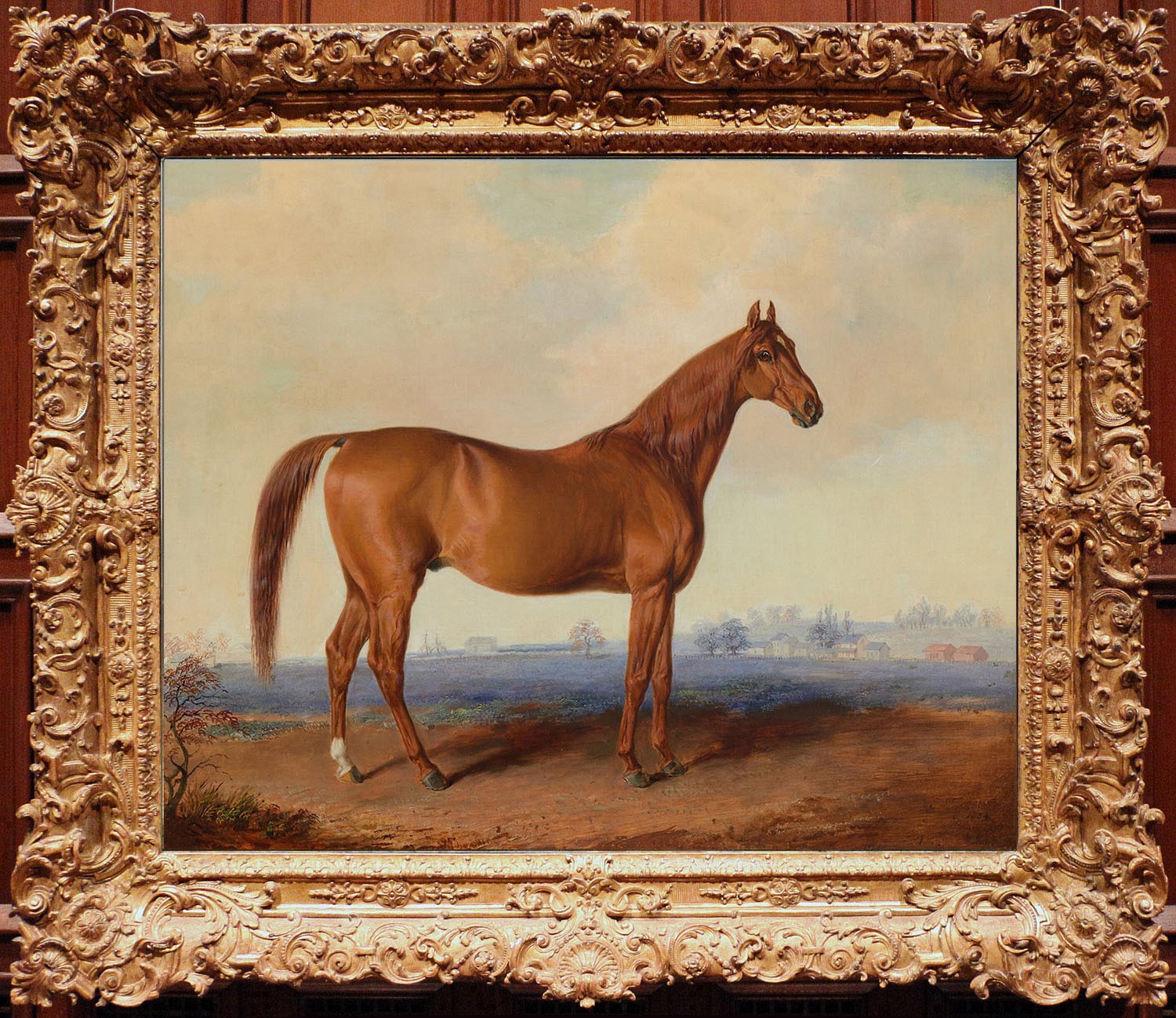 Hand Painted Classical Oil Painting Chestnut Horse Animal Art Vintage style Hand Painted Classical Oil Painting Chestnut Horse Animal Art Vintage style