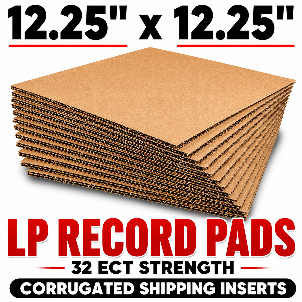 12.25x12.25 LP Record Mailer Pads Corrugated Cardboard Inserts 32 ECT