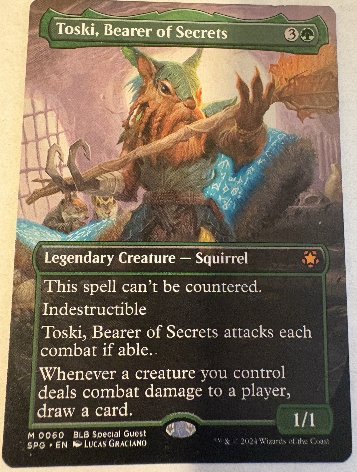 MTG Toski Bearer of Secrets Borderless SPG 60 LP Mythic Green Squirrel Commander
