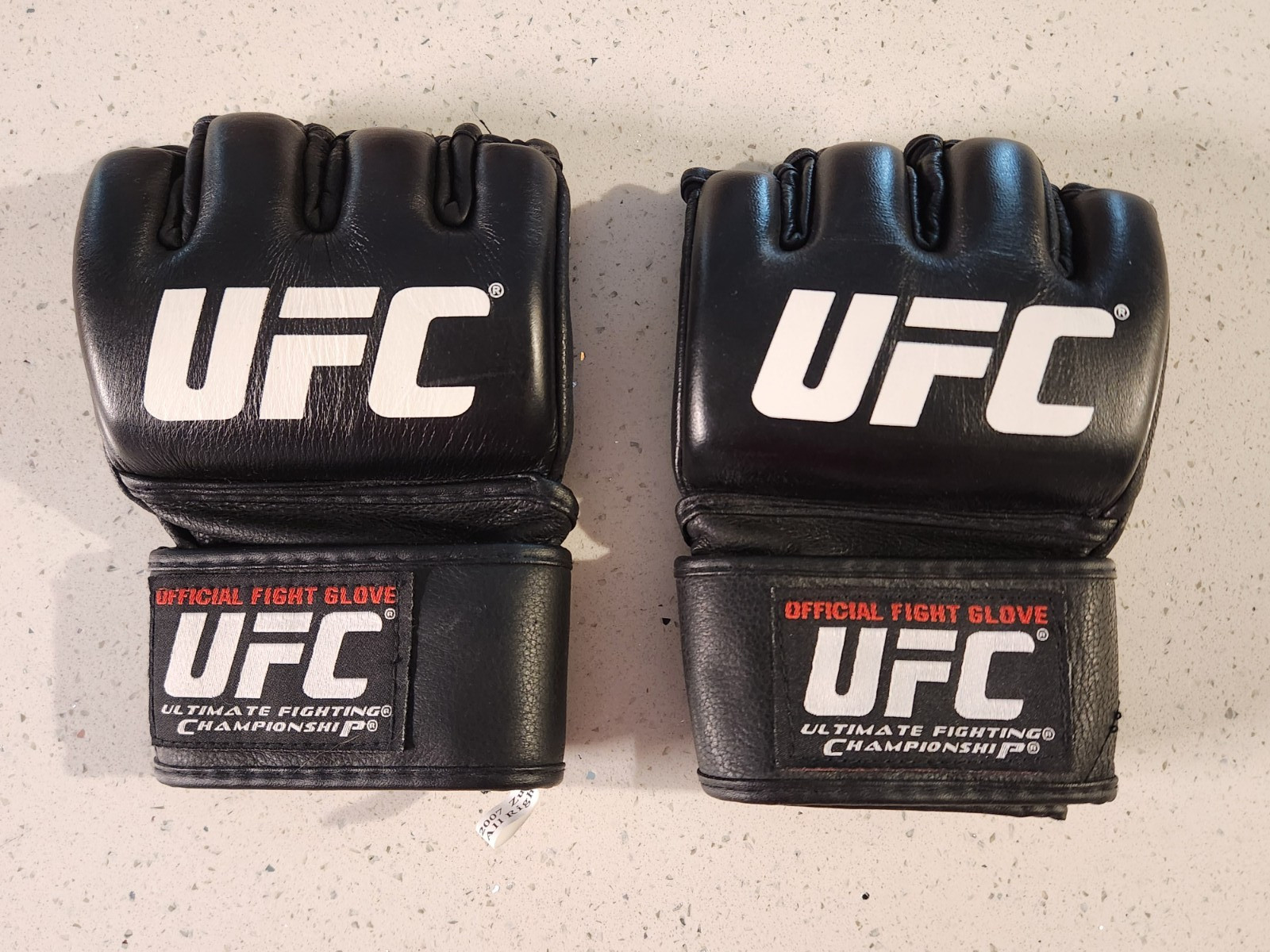 Vintage 2000s UFC Official Fight Gloves Black Leather MMA Grappling Medium