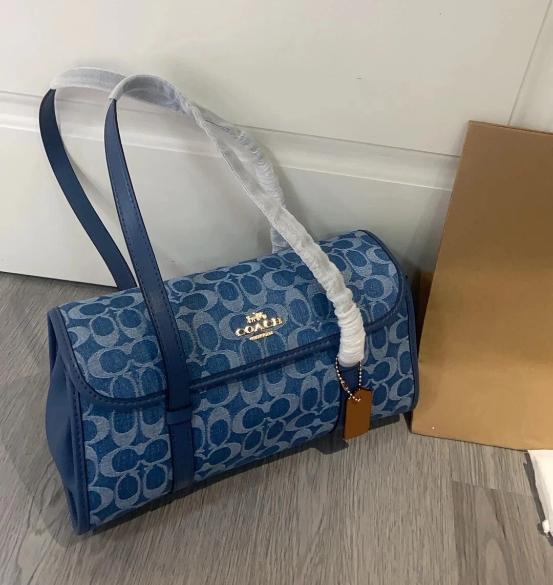 NWT COACH CDE94 Bridget Flap Shoulder Bag Signature Denim Indigo Ships Outlet