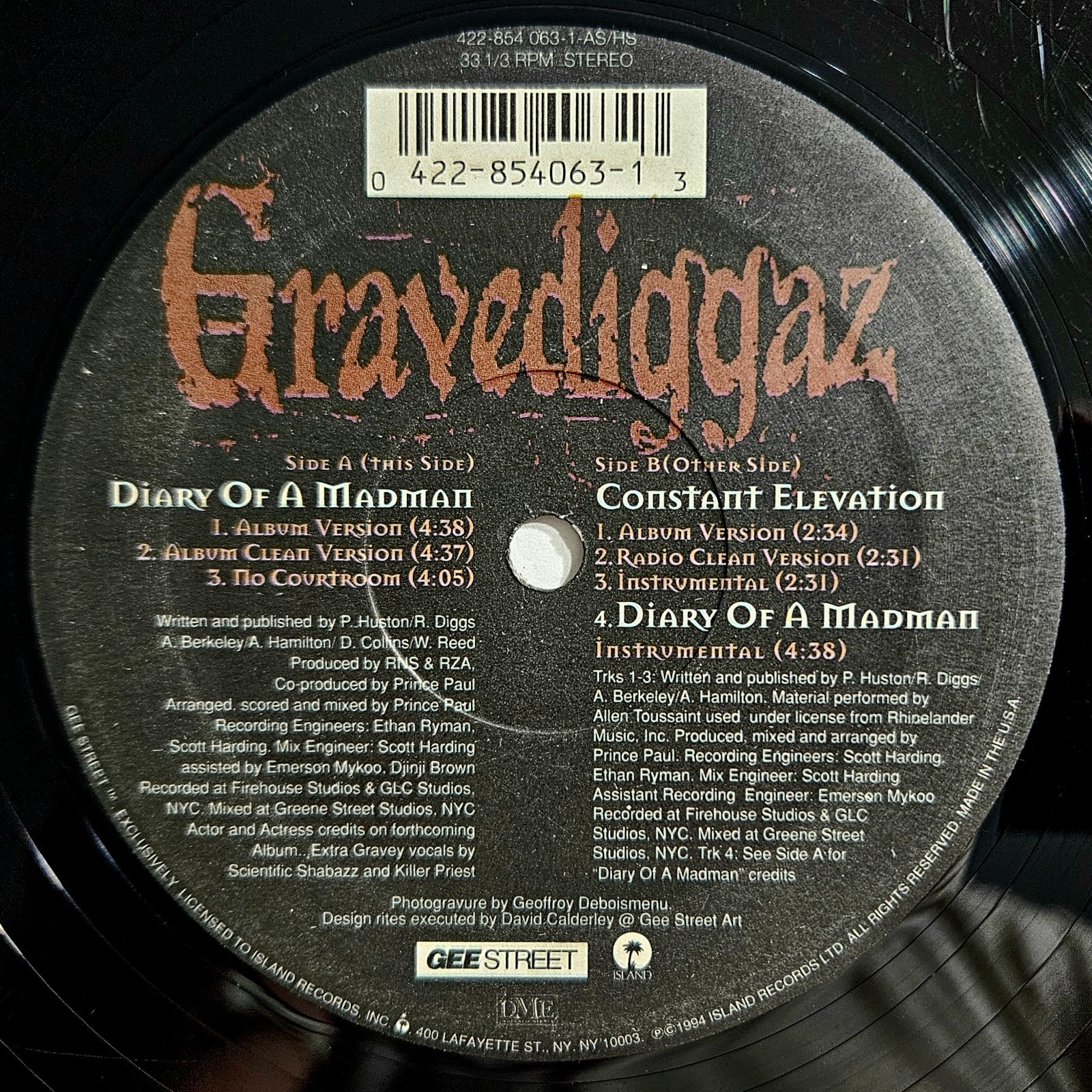 1994 - GRAVEDIGGAZ - DIARY OF A MADMAN / CONSTANT ELEVATION - OG - WU-TANG CLAN