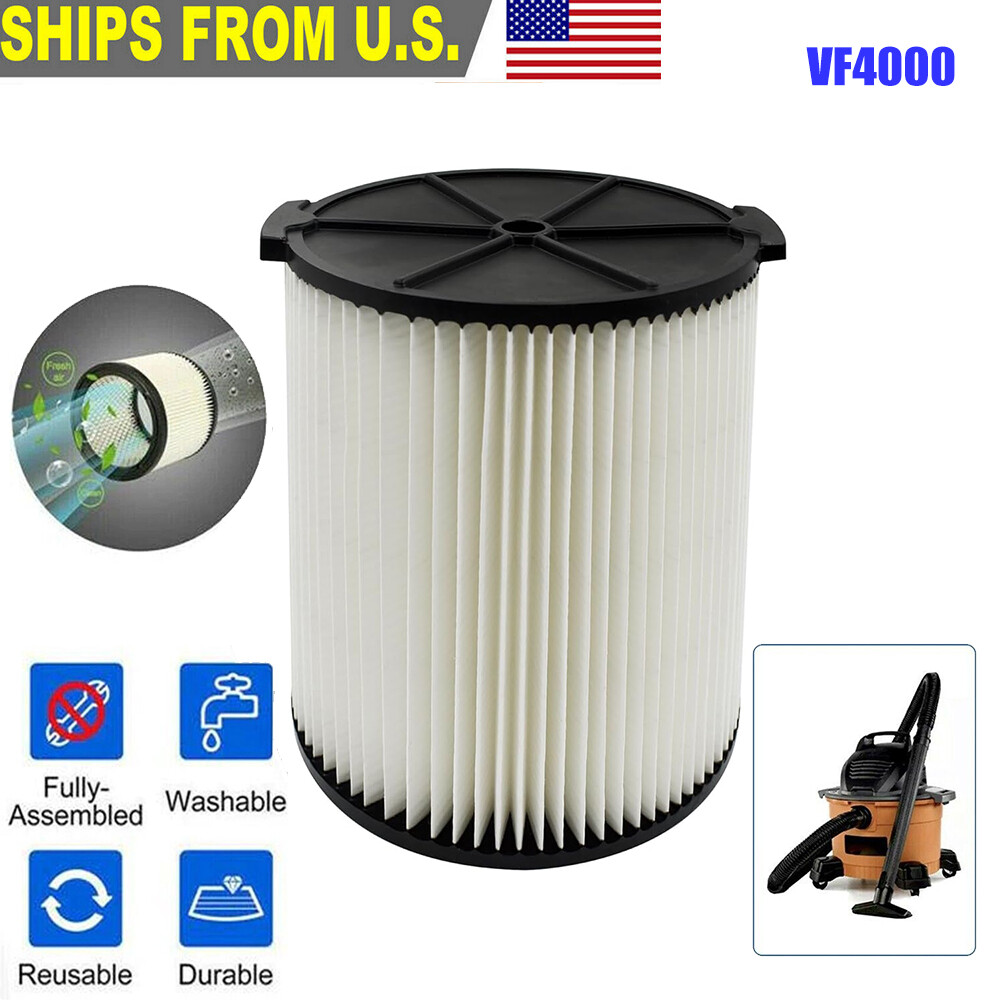 VF4000 Replacement RIDGID Wet/Dry Washable Vacuum Garage Shop Vac Pleated Filter