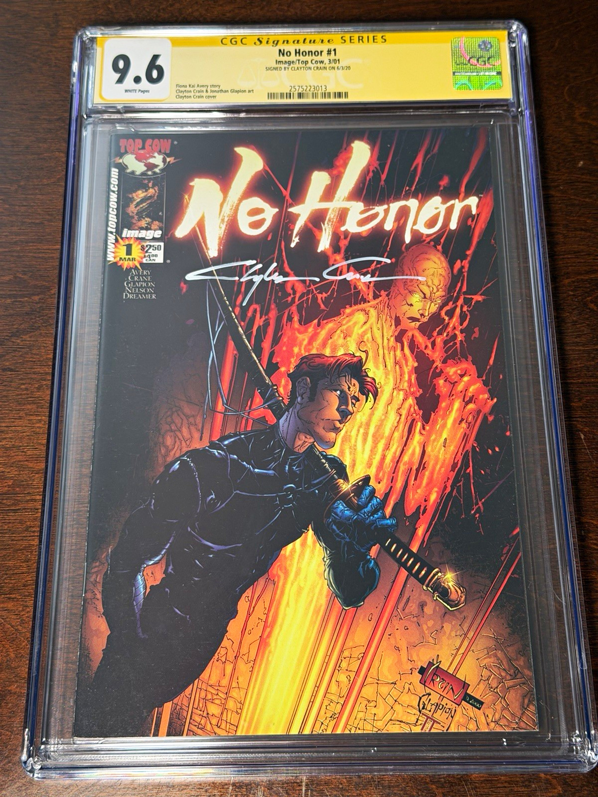 FREE SHIPPING No Honor #1 CGC 9.6 SS Signed by Clayton Crain Image Comics