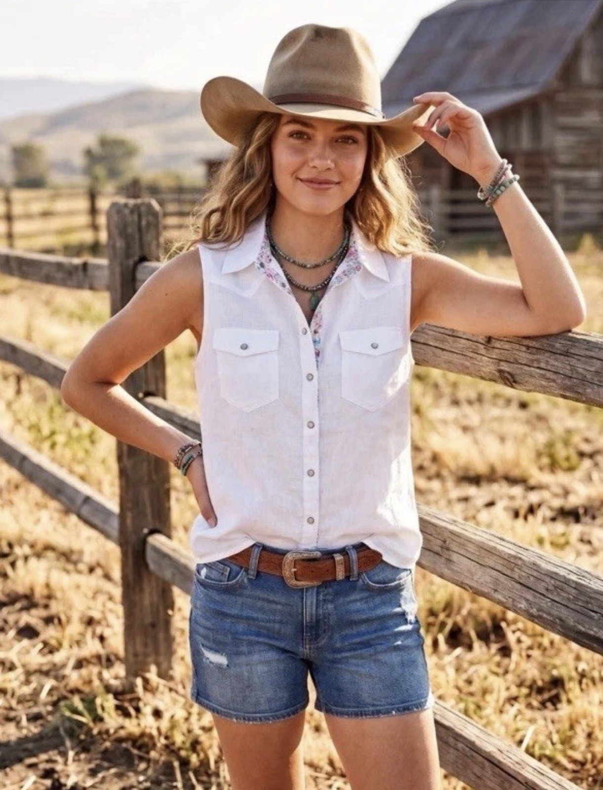 NEW Sundance Women Willow White Linen Sleeveless Top Western Rodeo Cowgirl XS