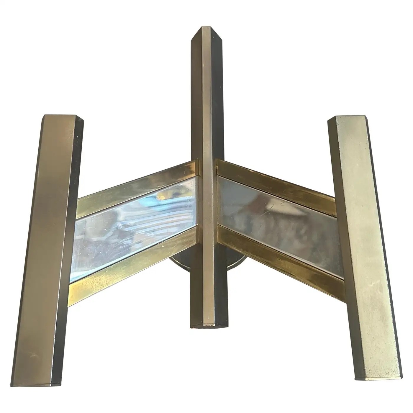 1960s Mid-Century Modern Brass and Steel Italian Wall Sconce by Gaetano Sciolari 1960s Mid-Century Modern Brass and Steel Italian Wall Sconce by Gaetano Sciolari