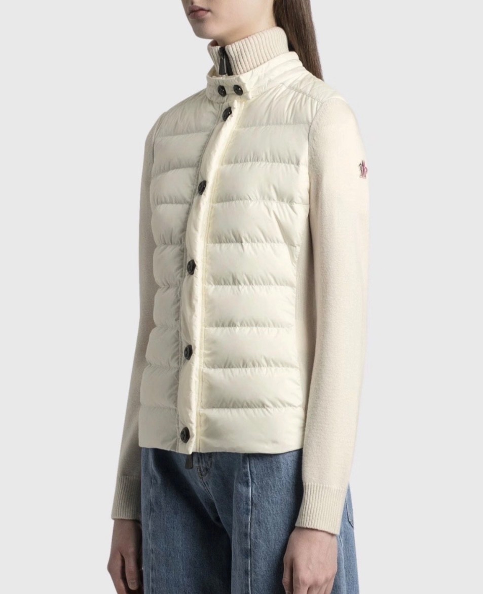 Moncler Grenoble cream beige cardigan knit wool down