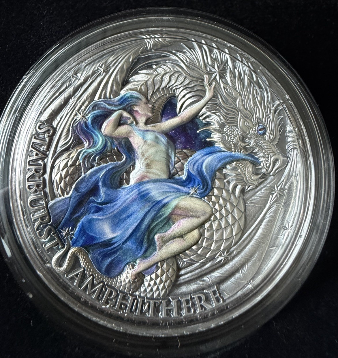 Mint XXI 2023 Dragonology Starburst Amphithere 2oz Silver .999 Antique 365/500