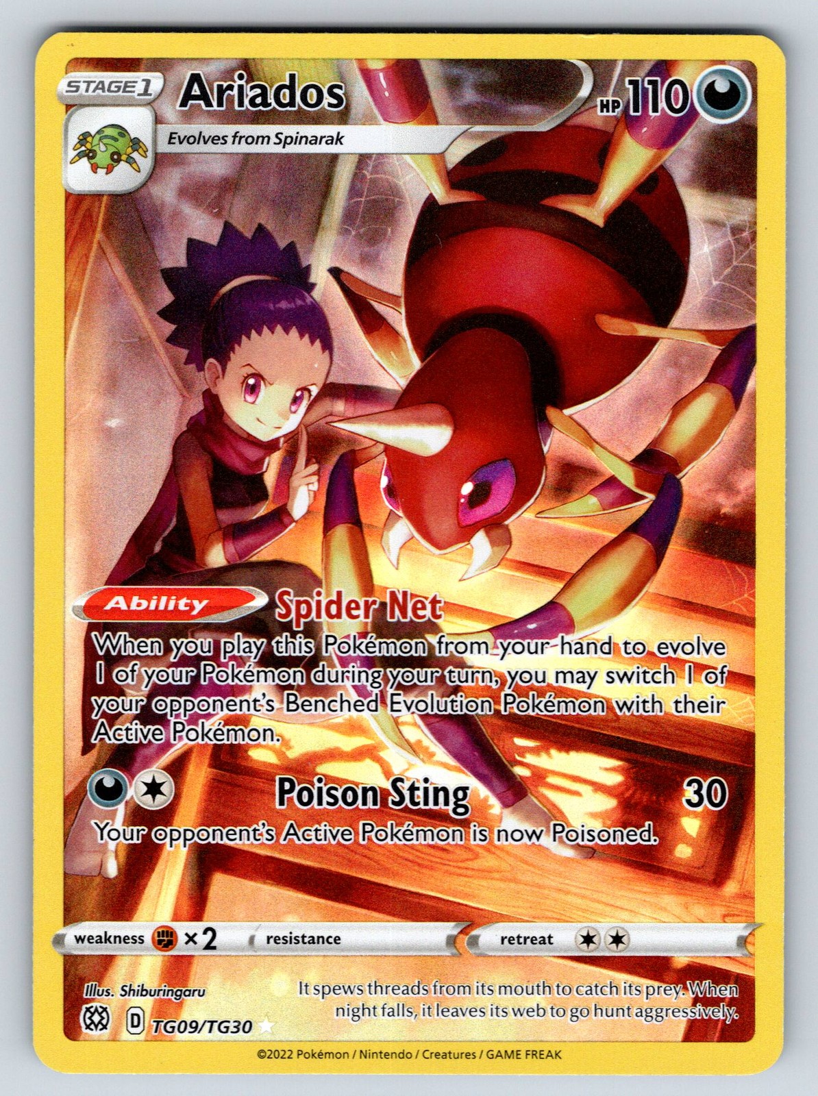 Holofoil Ariados TG09/TG30 Brilliant Stars Trainer Gallery NM Holofoil Ariados TG09/TG30 Brilliant Stars Trainer Gallery NM