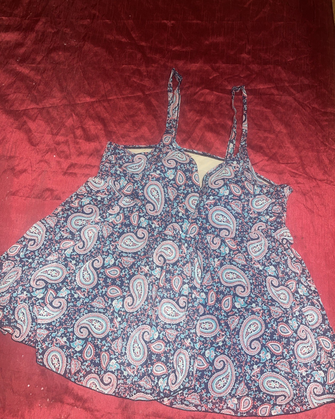 Catherine’s Plus  Swim  Tankini Plus Size 24w Paisley  With  Adjust Straps