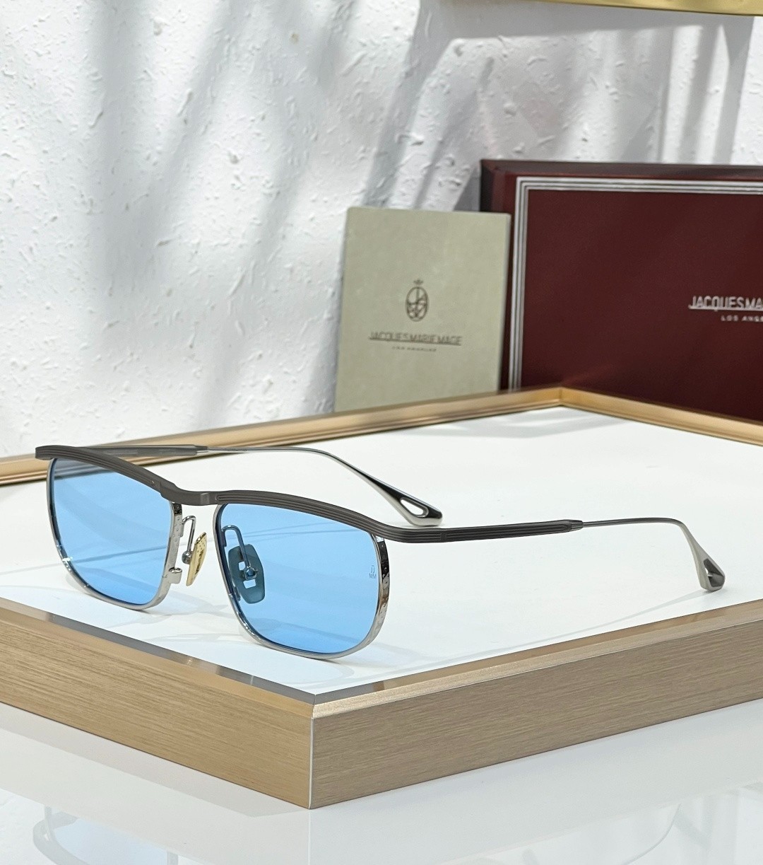 Jacques Marie Mage MELVILLE Sunglasses 58-17-146 Vintage Browline Blue Lens