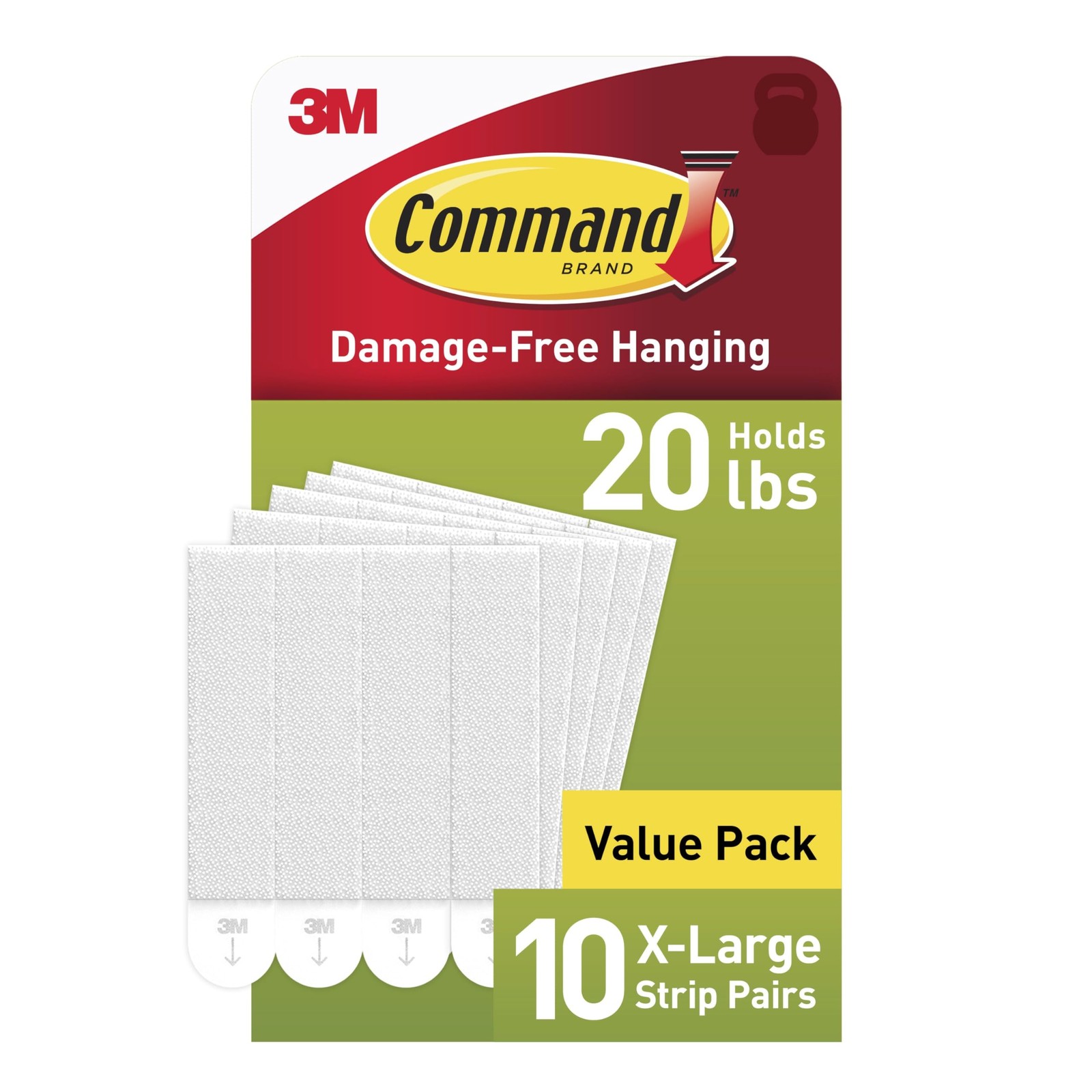 Command 20 Lb XL 10 Pairs Heavyweight Picture Hanging Strips (20 Strips)