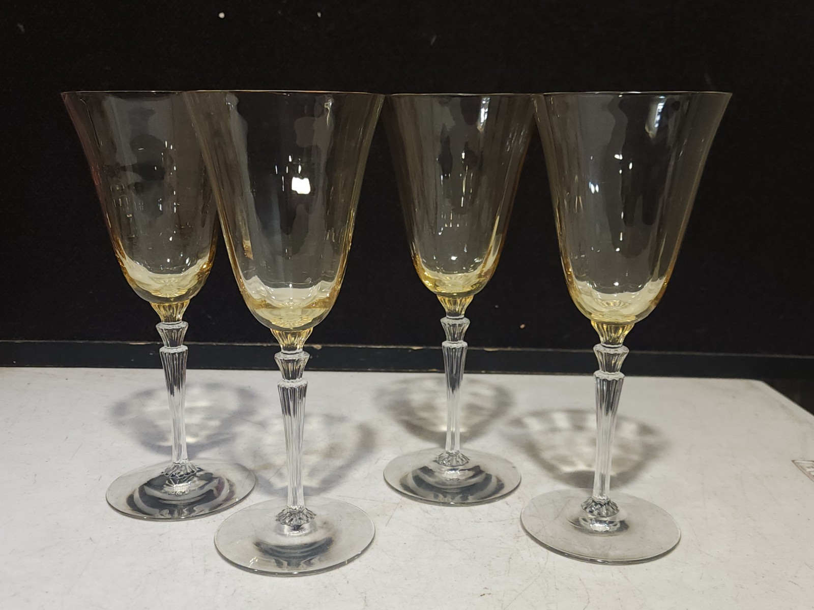SET OF 4- Fostoria Topaz 5099-5299 Crystal Water Goblet 8 1/4\