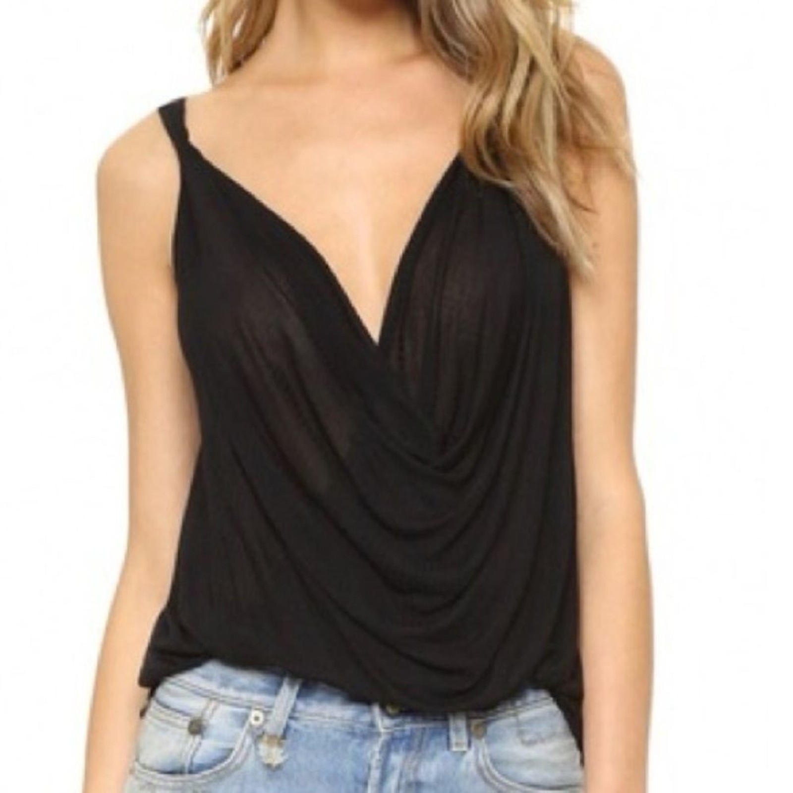 Free People Draped Tank Top with Front Twist in Black Size S Free People Draped Tank Top with Front Twist in Black Size S