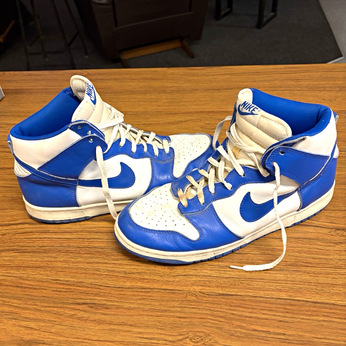 Nike Dunk Le High Top Men\'s Sneakers Blue/White Colorblock Lace Up 1998
