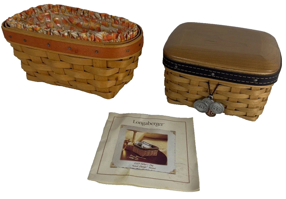 2 VTG Longaberger Handmade baskets with Inserts signed 1999; 2003 Made in USA 2 VTG Longaberger Handmade baskets with Inserts signed 1999; 2003 Made in USA
