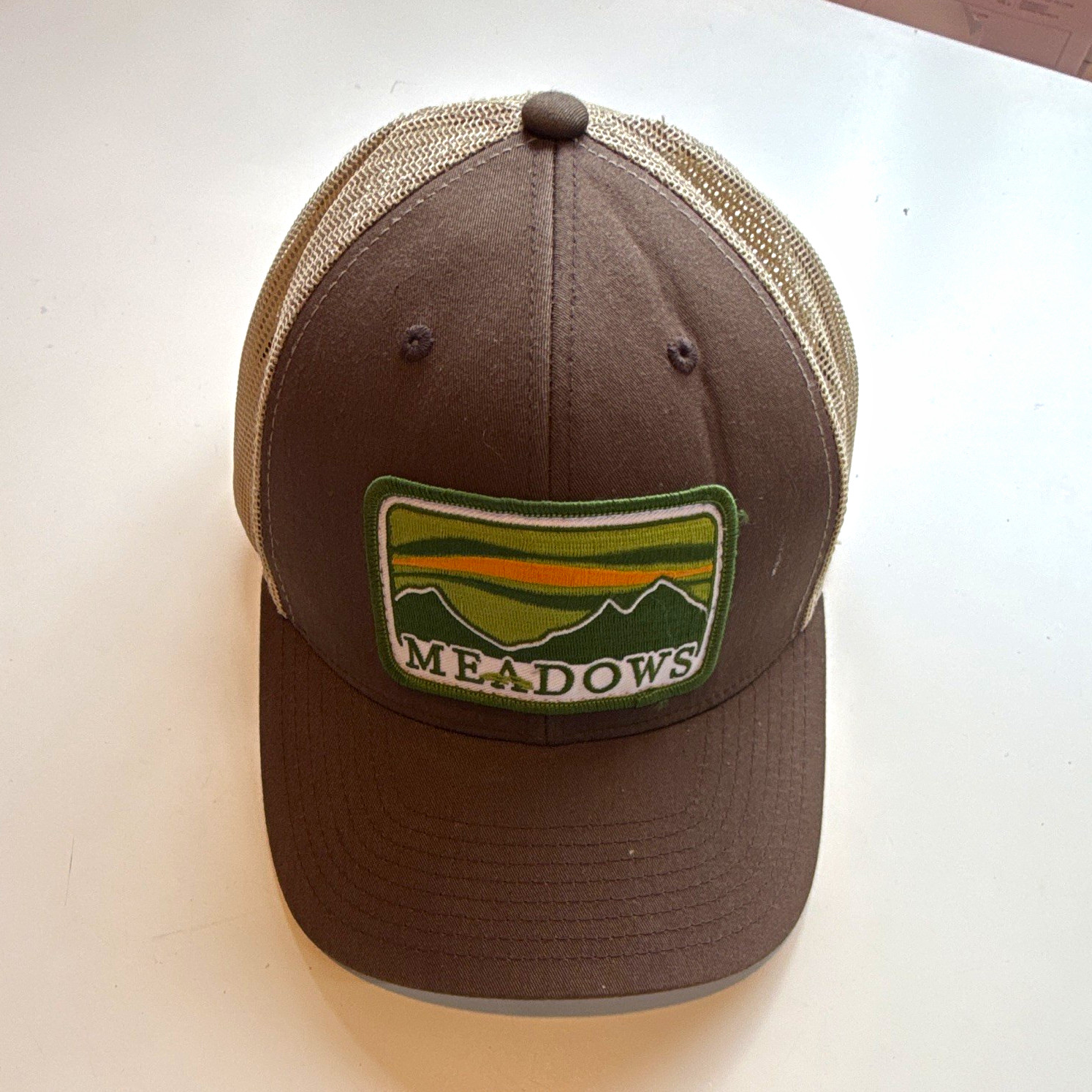 Mt. Hood Meadows Classics Patch Hat Mesh Back Adjustable Brown Tan Mt. Hood Meadows Classics Patch Hat Mesh Back Adjustable Brown Tan