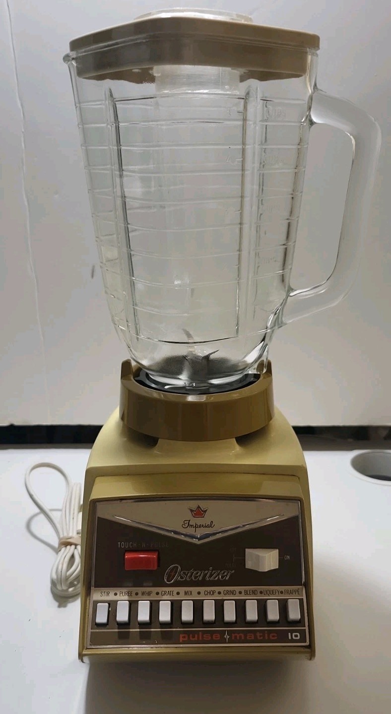 Vintage Osterizer Imperial Pulse Matic 10 Blender Brown/beige Model 854 WORKING Vintage Osterizer Imperial Pulse Matic 10 Blender Brown/beige Model 854 WORKING
