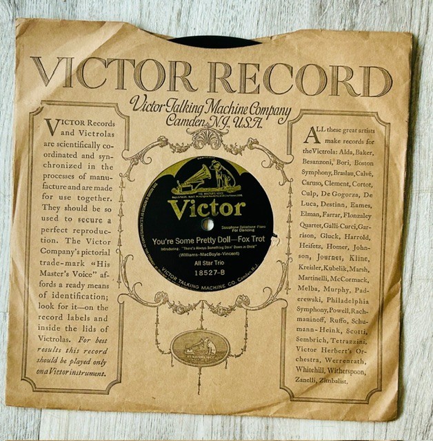1919 Victor Records-All Star Trio  #18527 with record label sleeve