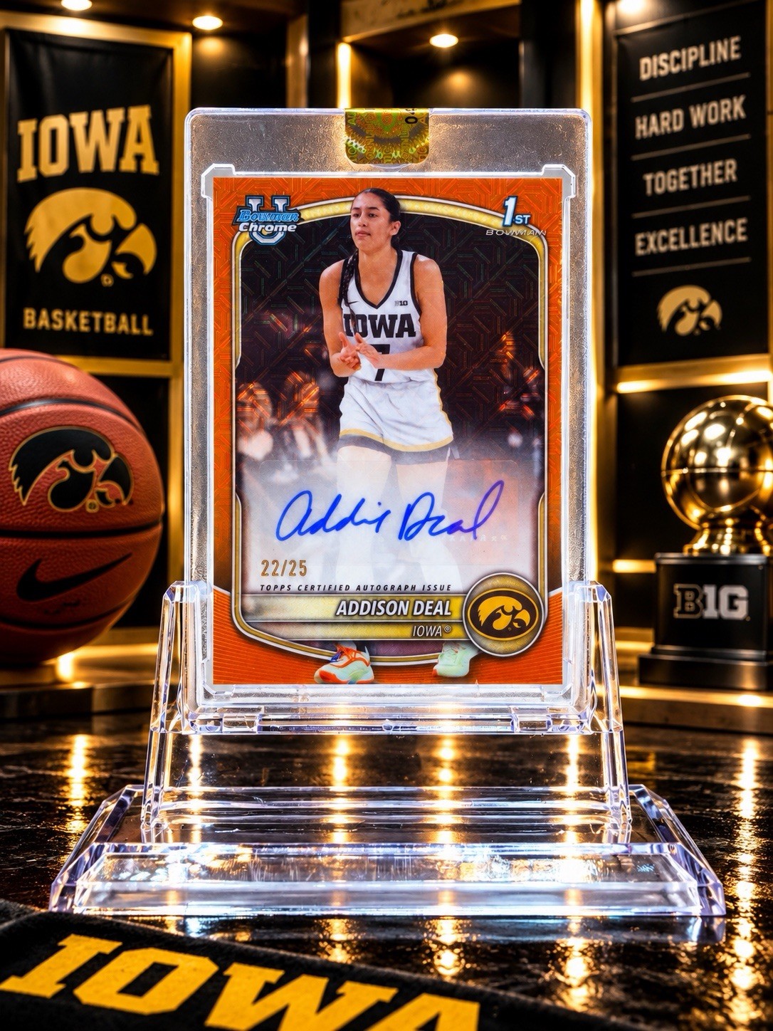 2025-26 Bowman Chrome Addison Deal 1st Bowman Orange Auto /25 Iowa Hawkeyes 2025-26 Bowman Chrome Addison Deal 1st Bowman Orange Auto /25 Iowa Hawkeyes