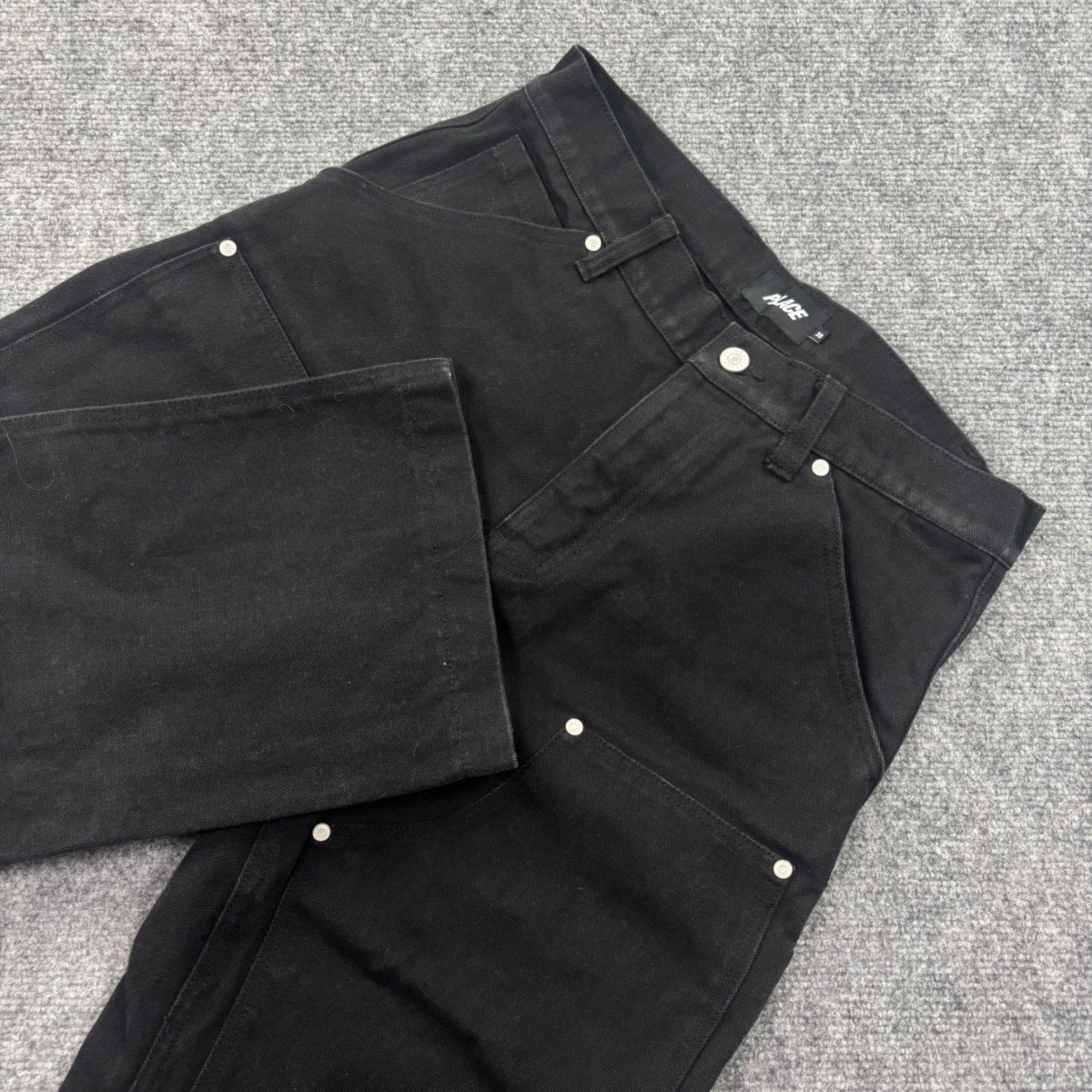 Palace Zen Work Pants 30W x  26L Black Double Knee Canvas Utility Men\'s