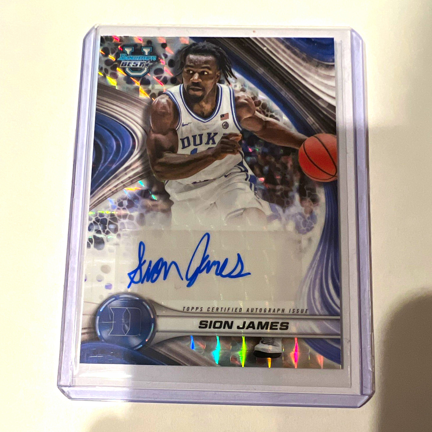 Topps 2024-25 Bowman Univ Best Sion James Duke Best of 2024 Refractor Auto RC