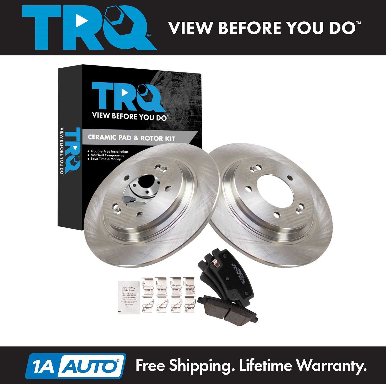 TRQ Rear Brake Pad & Rotor Kit Ceramic Fits 2021-2023 Hyundai Elantra