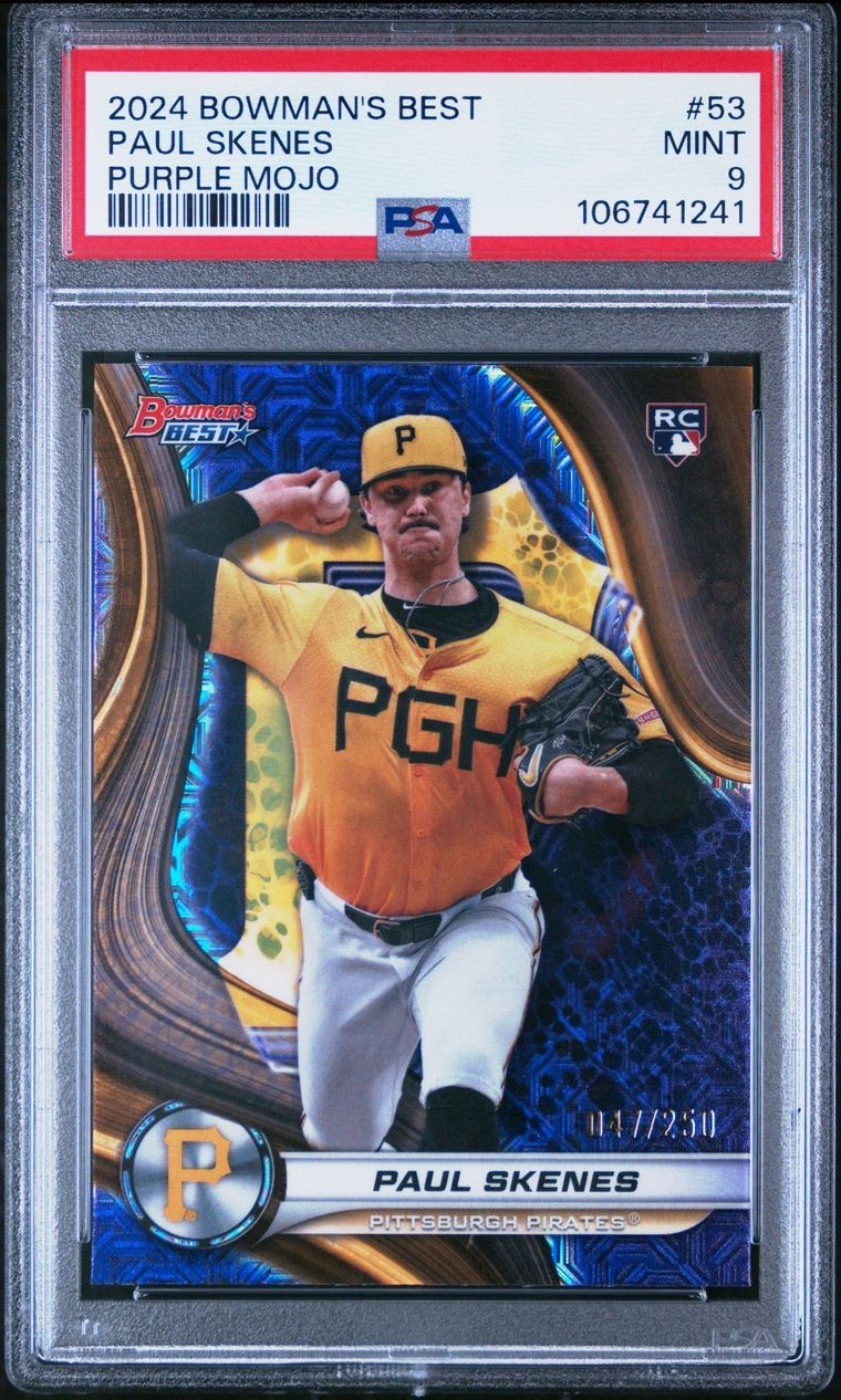 2024 BOWMAN\'S BEST PURPLE MOJO #53 PAUL SKENES /250 PSA 9 [RC] PIRATES