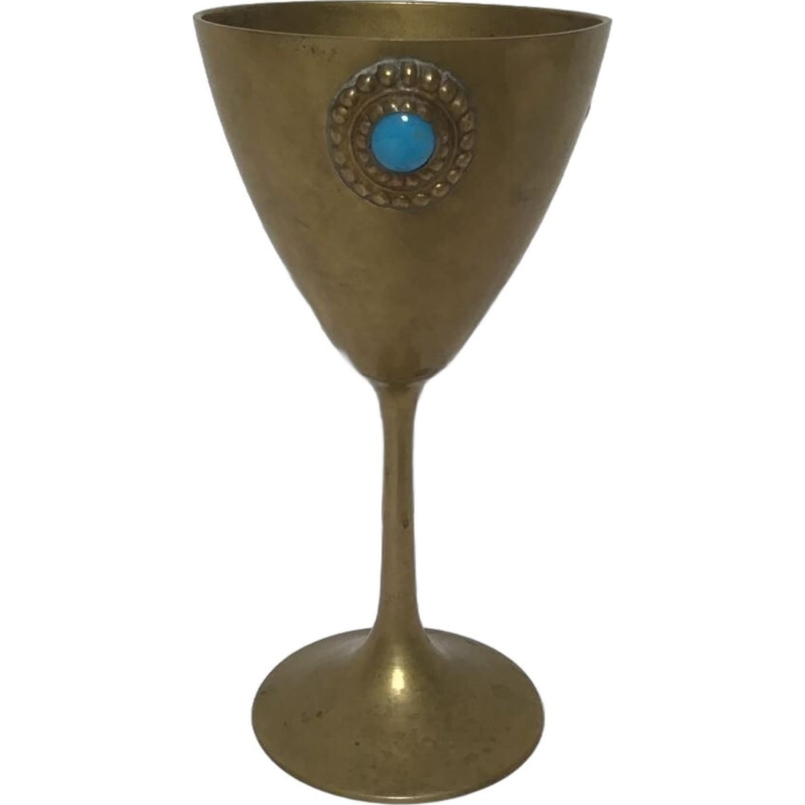 Antique Circa 19th Century inlaid Gemstone Tall Copper Cup China