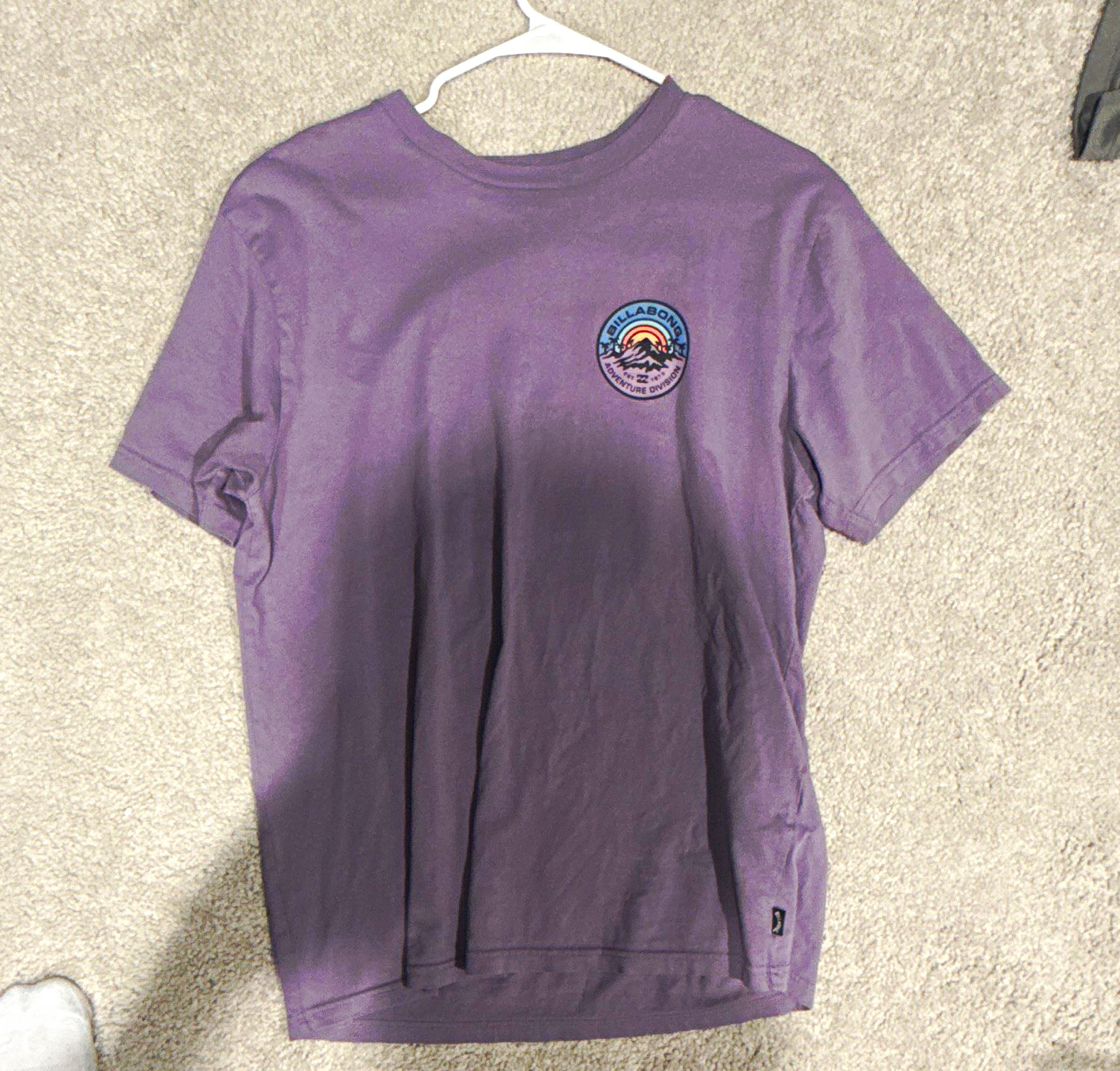 Billabong Men’s Purple Adventure Division Graphic Logo T-Shirt Crew Neck L