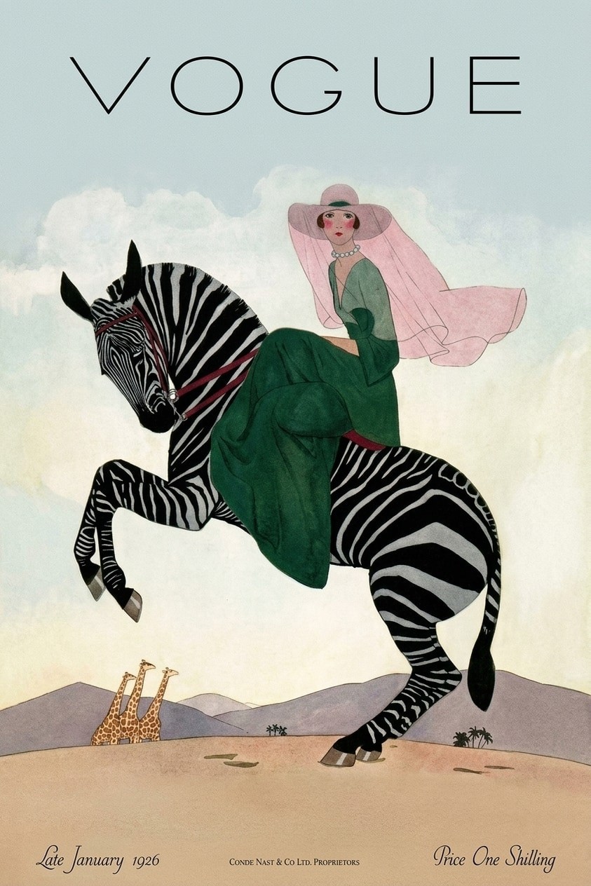 1926 British Vogue Cover - Zebra 🦓 12x18” Premium Matte Paper