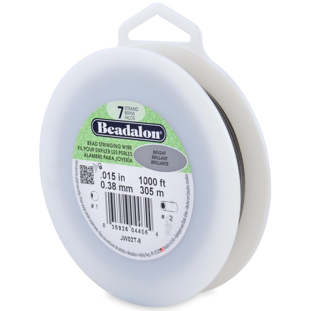 Beadalon 7-Strand Beading Wire, .015in Diameter 1000ft Spool, Stringing Wire Beadalon 7-Strand Beading Wire, .015in Diameter 1000ft Spool, Stringing Wire