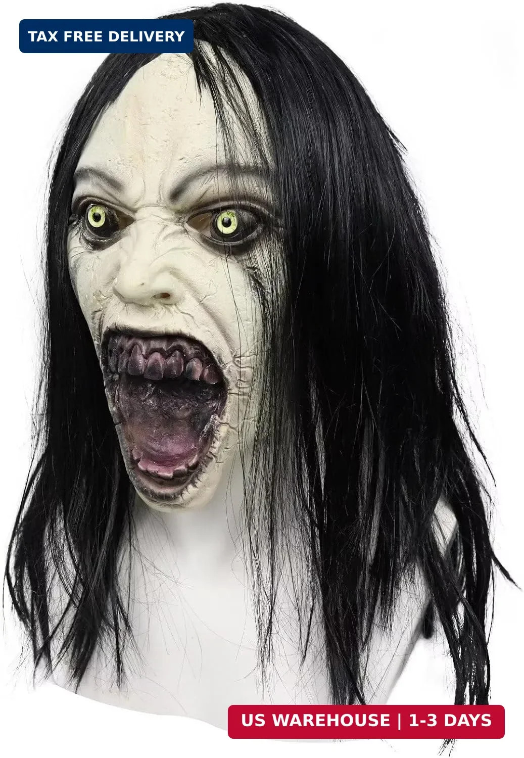 Bulex Horror Crying Woman Mask with Wigs Scary Evil Ghost Devil Creepy Demon Ful