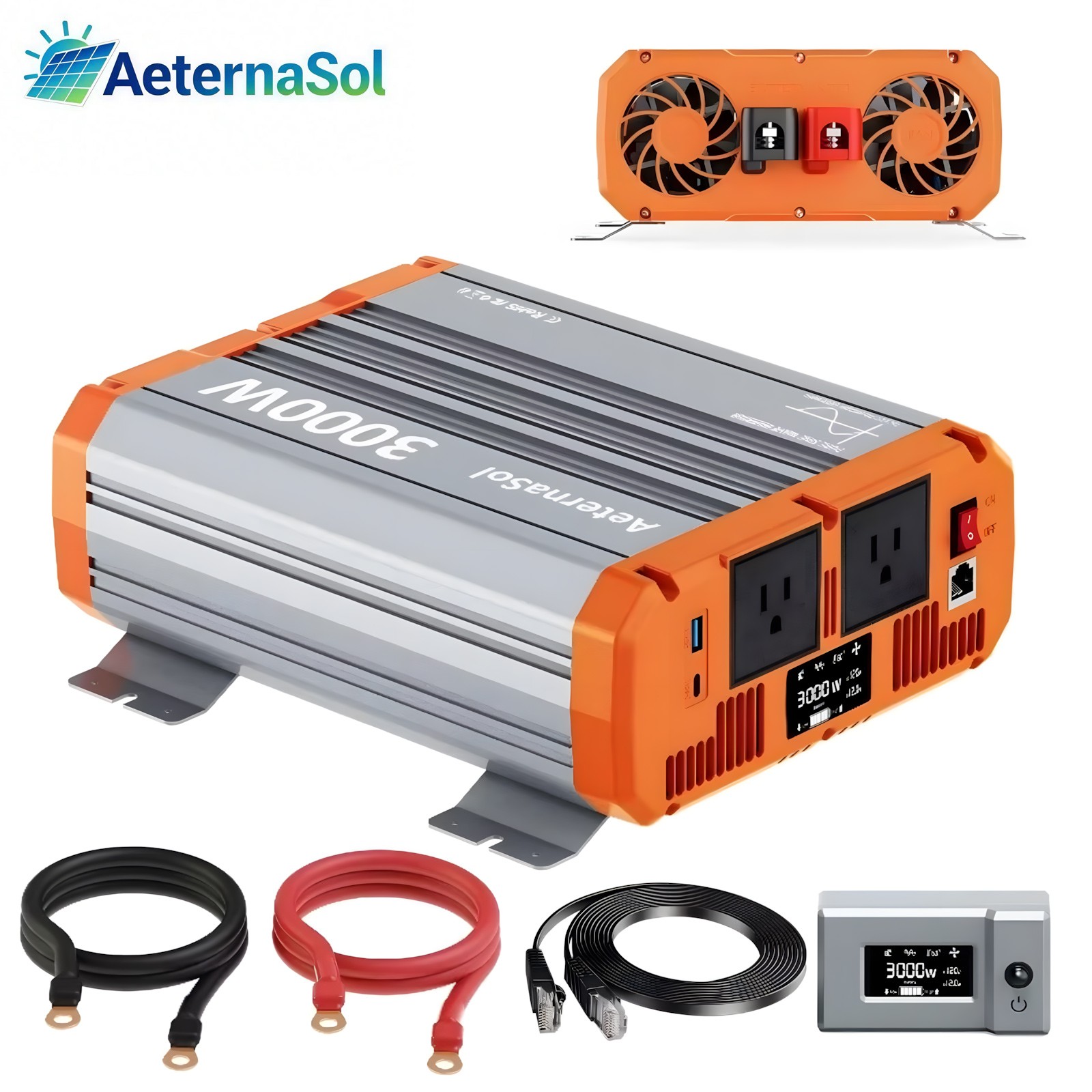 AeternaSol 3000W Pure Sine Wave Inverter 12V DC to 120V AC Converter RV Off-grid