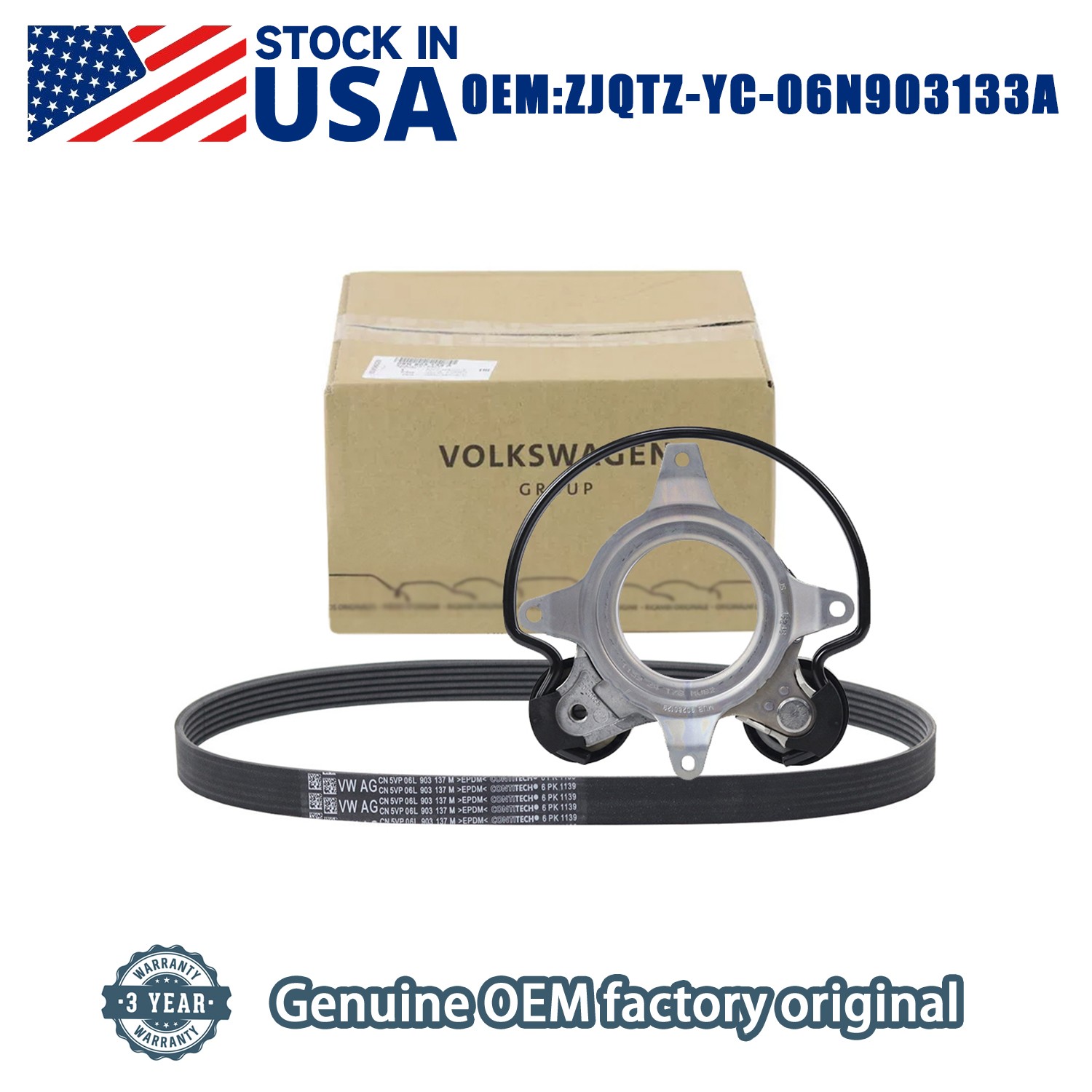 06N903133A Belt Tensioner Kit 06L903137 Serpentine Belt For Audi Q5 Q7 2.0 TSI