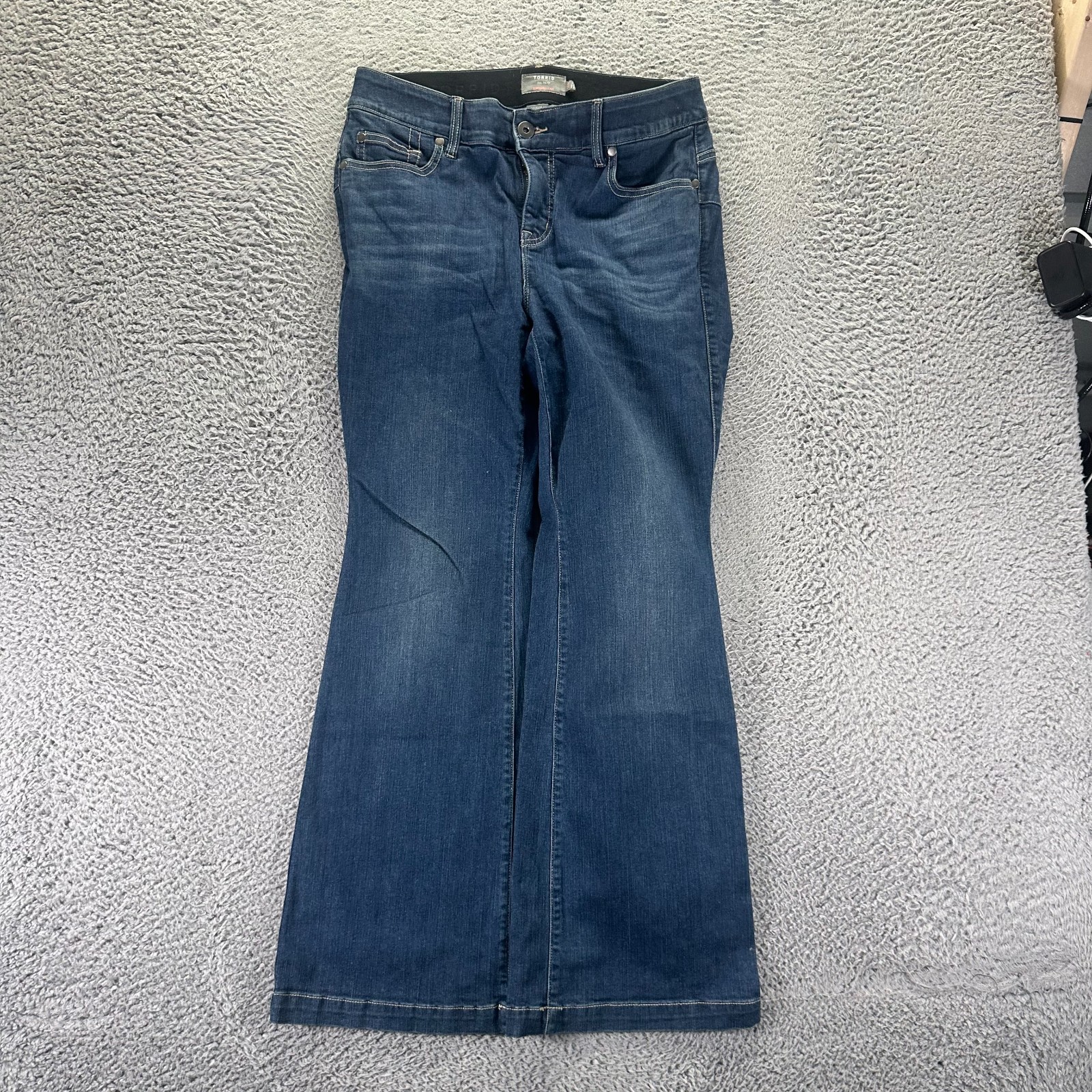Torrid Bombshell Jeans Women\'s 12 Blue Cotton Denim Flared Whiskered Stretch