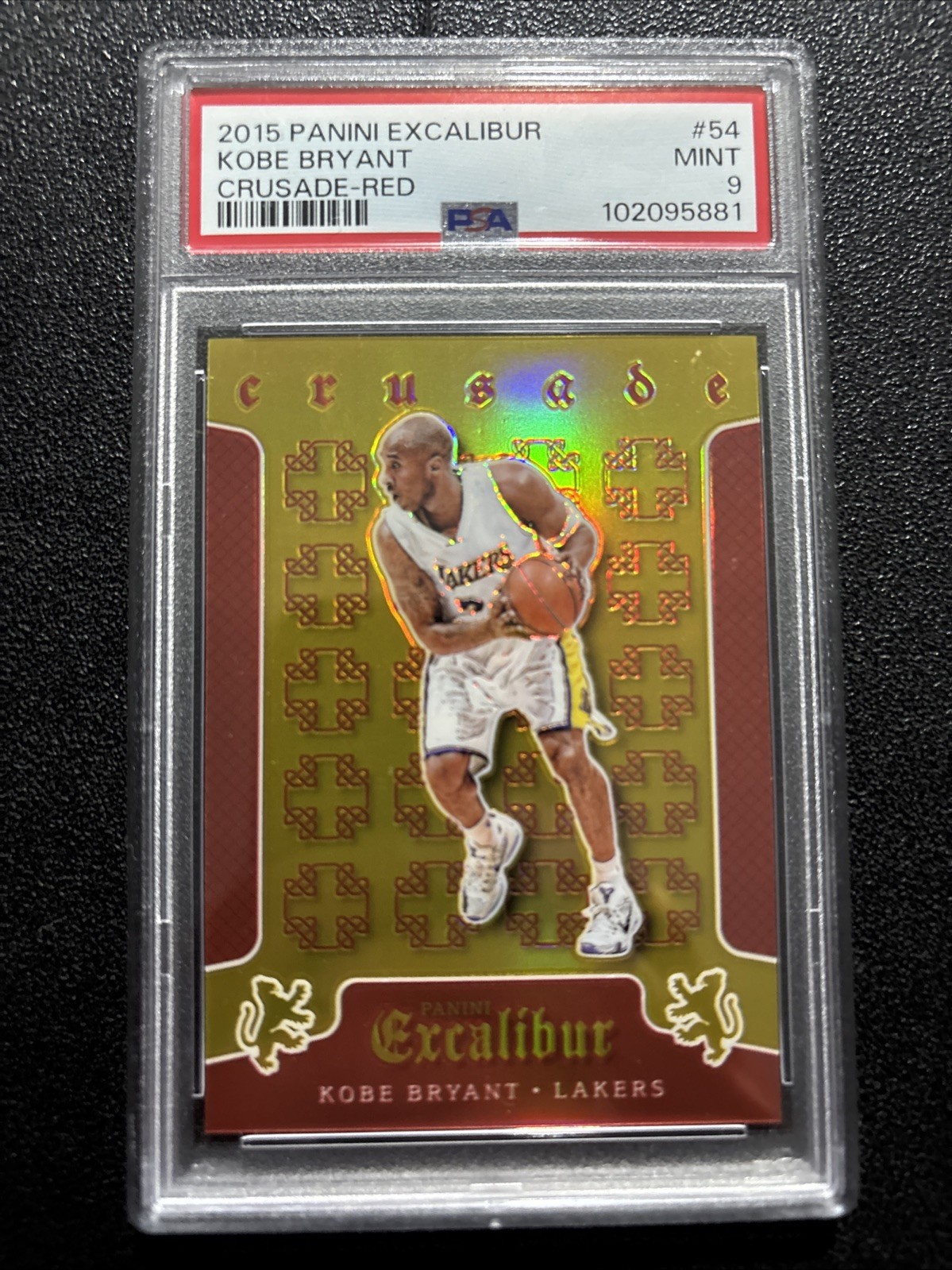 2015-16 Panini Excalibur - Crusade Kobe Bryant #54 Red /149 PSA 9 Low Population 2015-16 Panini Excalibur - Crusade Kobe Bryant #54 Red /149 PSA 9 Low Population