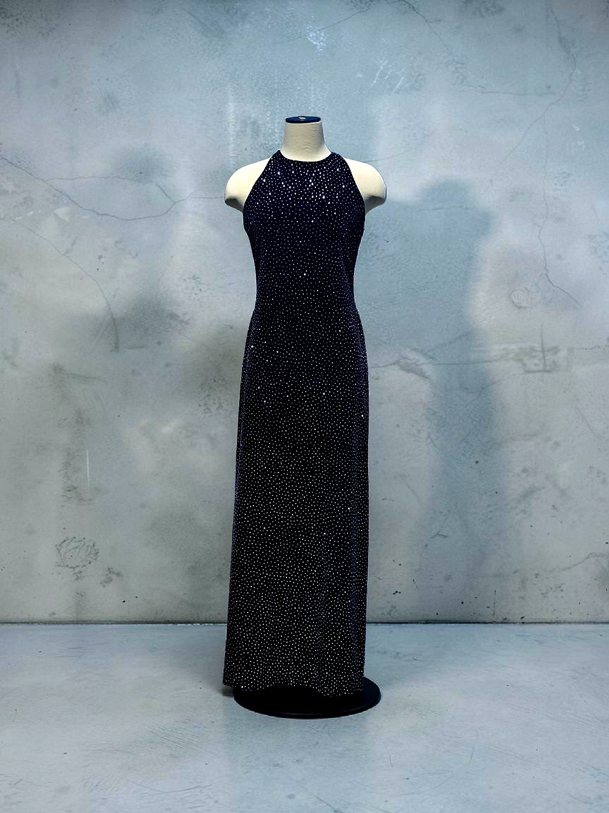 Vintage Reggio Glitter Y2K Whimsigoth Cross Back Black Velvet Dress Gown 12