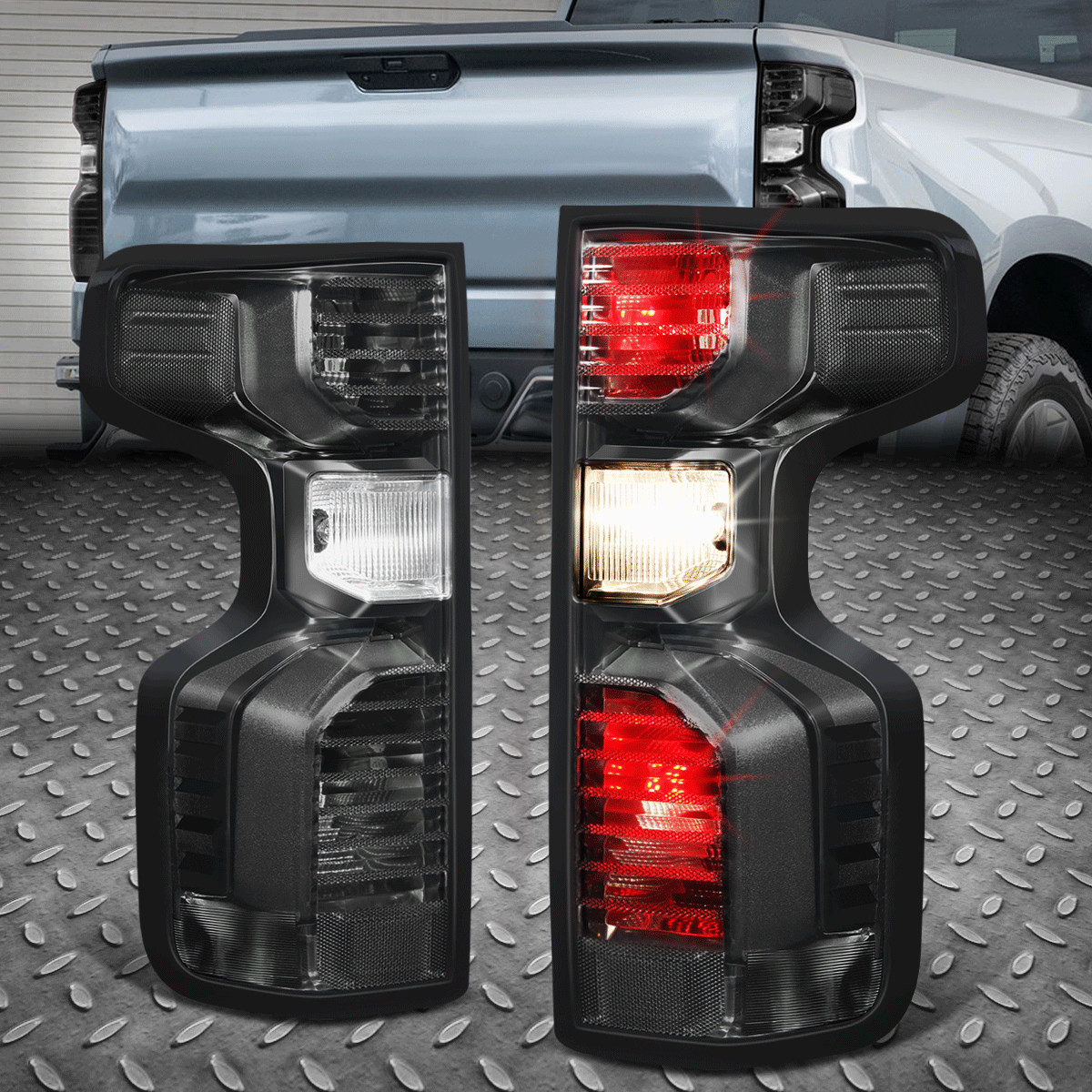 For 19-24 Silverado 1500 2500HD 3500HD Black/Smoked Tail Light Brake Lamps Pair For 19-24 Silverado 1500 2500HD 3500HD Black/Smoked Tail Light Brake Lamps Pair