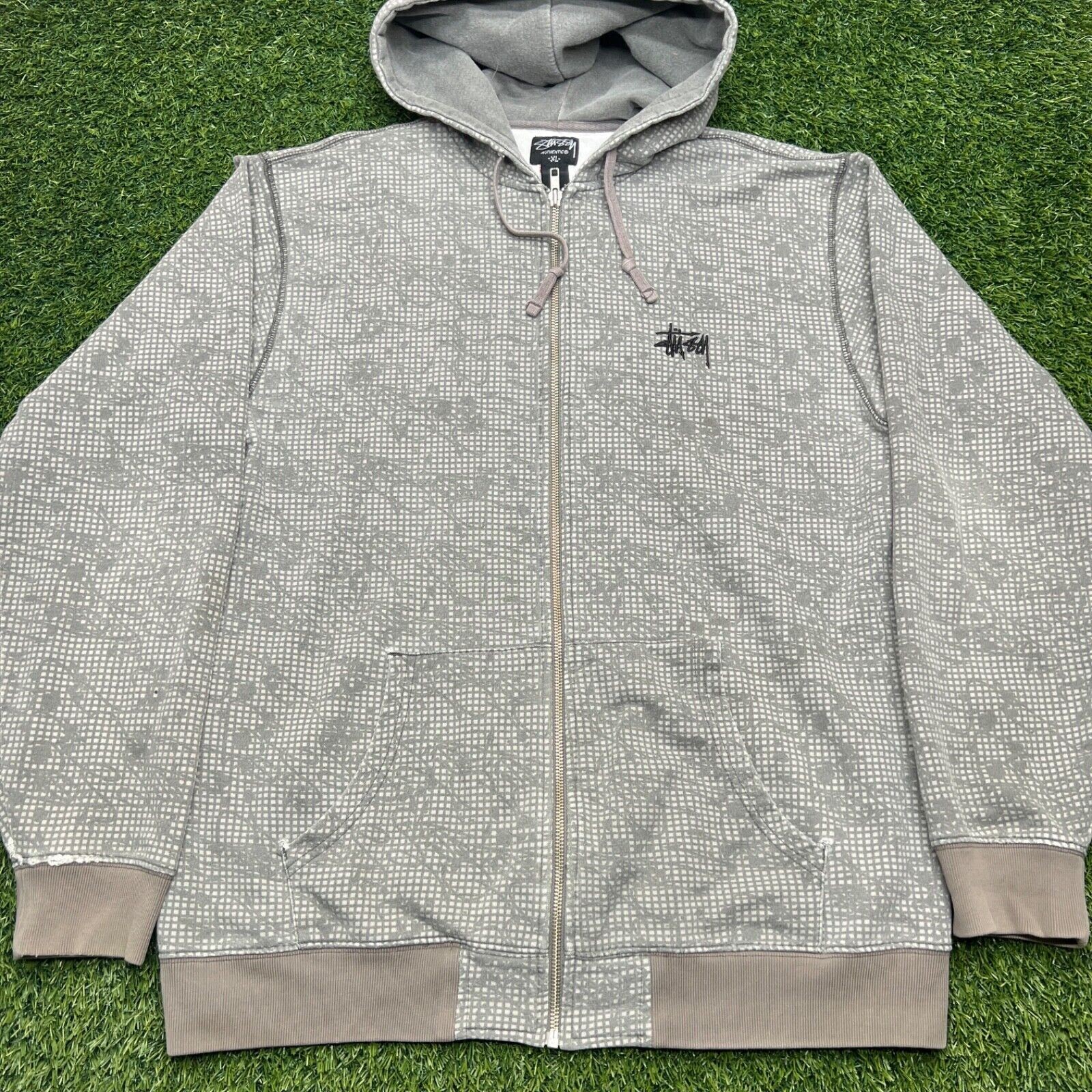 Stussy x Future Rain Full Zip Hoodie Mens XL Gray Pullover Sweatshirt