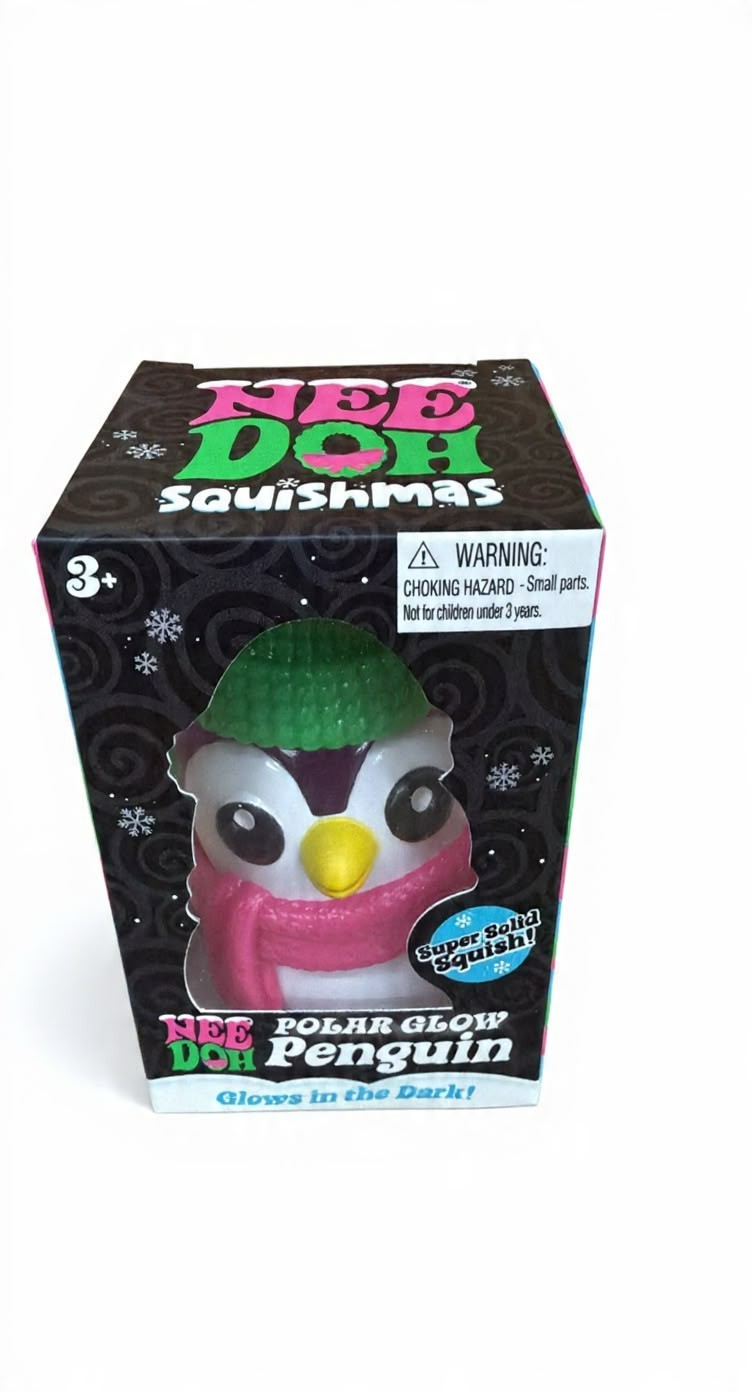 Schylling NeeDoh PENGUIN Polar Glow in the Dark Squishmas Toy Color May Vary
