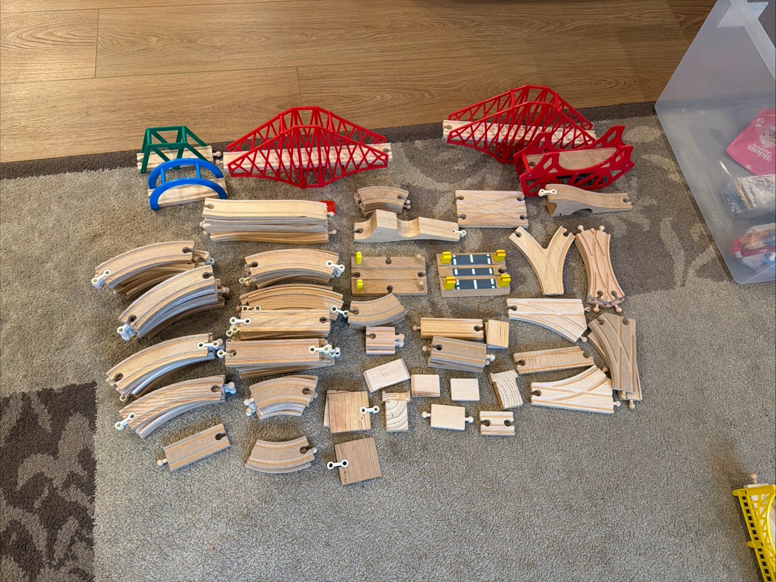 HUGE LOT Of 105+ Used Brio Wooden Railway Train Tracks & Bridges EUC