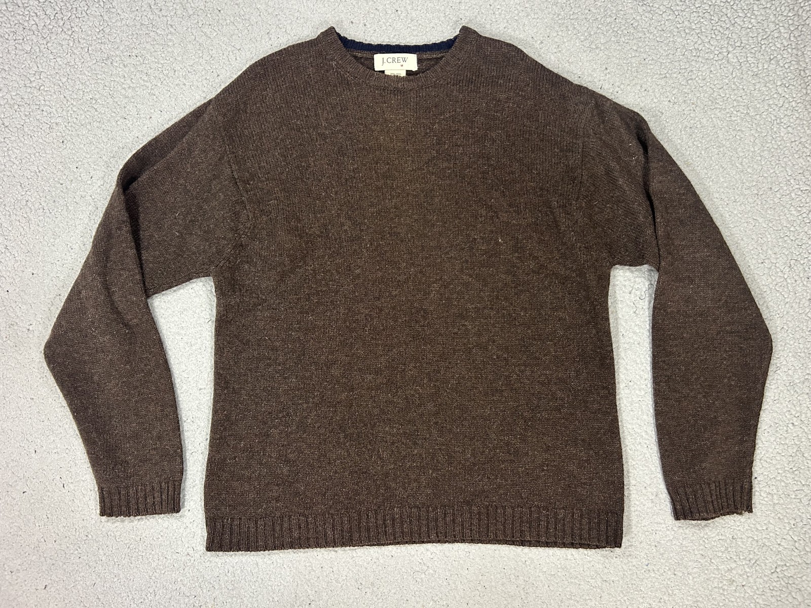Vintage J Crew Sweater Mens Medium Brown Shetland Wool Crewneck Knit Pullover